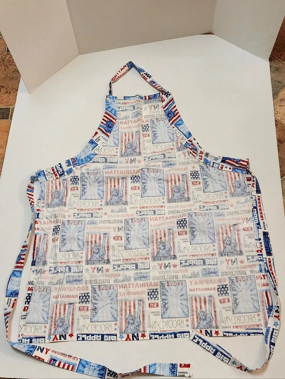 Classic New York Print Cotton  or Cotton blend Apron - Red & Blue Patriotic